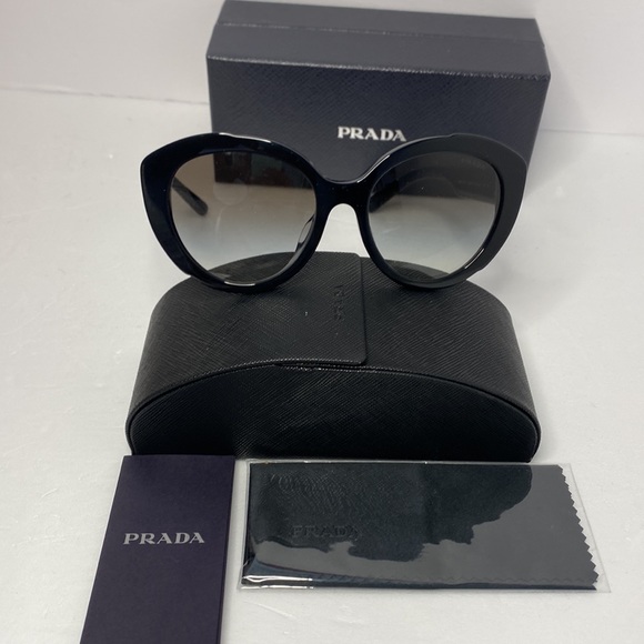 New - PRADA SPR 01Y 1AB-0A7 round frame with grey gradient lenses  Sunglasses - Picture 11 of 12